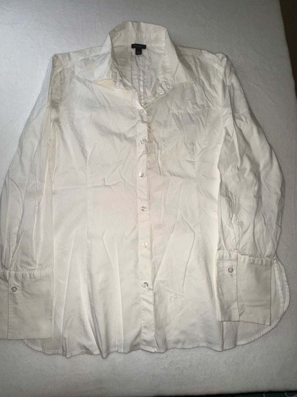 Ann Taylor Factory White Long Sleeve Button-Down Shirt
